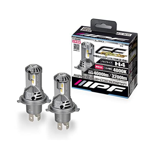 4000K・ H4 E142HFB・・Size:H4Style:4000K・セット内容: LEDバルブ 2本入り・仕様:H4タイプ（ヘッド・フォグ兼用）、12V用、25W(ハイビーム)/25W(ロービーム)、4000K、車検対応、2年・明る...