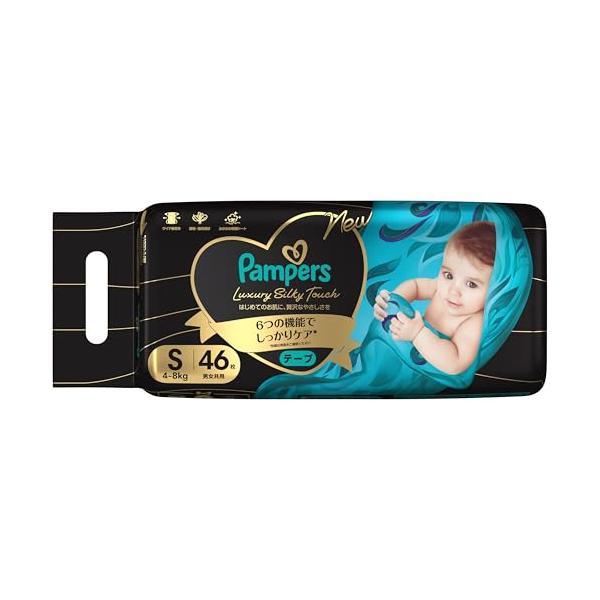 ライトブルー/S/-・PatternName:46枚・パッケージ個数:1・【はじめてのお肌に、贅沢なやさしさを】パンパースからラグジュアリーシルキータッチテープが登場・【肌いち超え*のプレミアムおむつ】6つの機能でしっかりケア *P&amp...