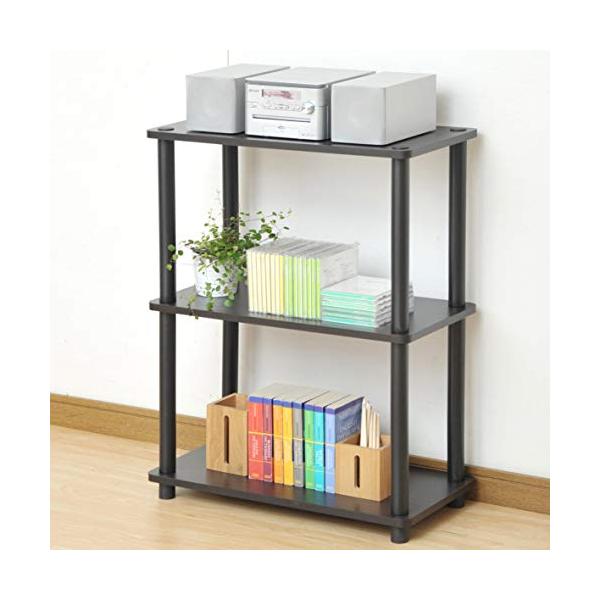 他サイト： [山善] システムラック(幅60奥行30)棚3段 ダークブラウン SR-3(DBR/BK)の商品画像