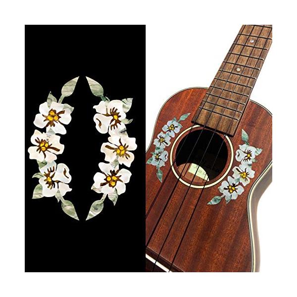 ・  UKR-281HIB・ウクレレのサウンドホール周りに貼るだけ。ソプラノ、コンサート、テナー共通で使えます・簡単に楽器をカスタマイズ・シンプルなウクレレも可愛くアレンジ・本物の貝・インレイのようなステッカー。・貼った後はフィンガーイース...