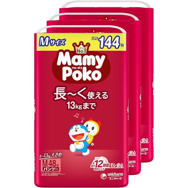 他サイト： 【パンツ Mサイズ】マミーポコ パンツ ドラえもん オムツ（6~13kg）144枚（48枚×3）［ケース品］の商品画像