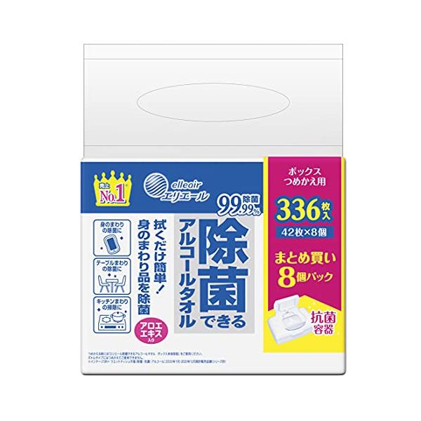 他サイト： エリエール ウエットティシュー 除菌できるアルコールタオル ボックス つめかえ用 42枚×8Pの商品画像