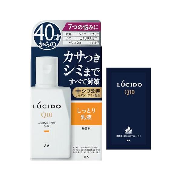 他サイト： LUCIDO(ルシード) 薬用 トータルケア乳液 メンズ スキンケア 保湿 無香料 セット 100ml+サンプル(スキンクリーム2ml)の商品画像
