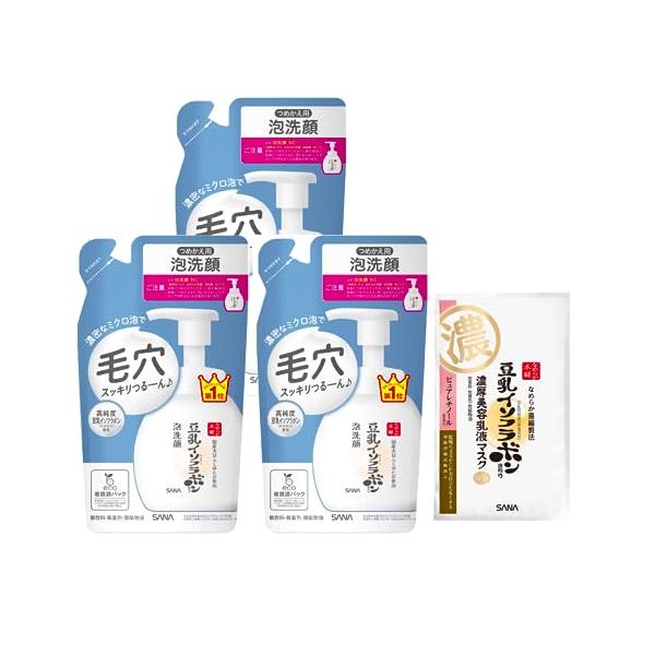 ホワイト/180ミリリットル (x 3)/8100000036398・PatternName:詰替3個セット・豆乳の濃密ミクロ泡洗顔のつめかえ用。ミクロな泡で毛穴の奥まですっきりつるーん♪となめらかな素肌に洗いあげます。忙しい朝も簡単ワンプ...