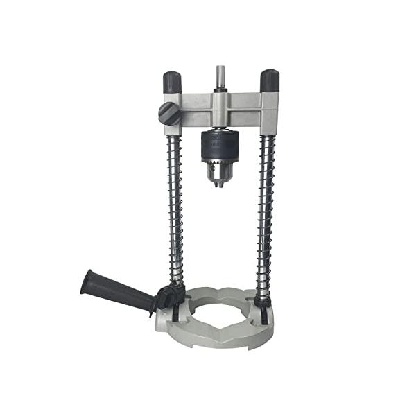 【サイズ】：垂直ドリルガイドのチャック能力:10mm、電気ドリル使用可能な幅:約80mm、ドリルガイドのストローク:145mm。・【穴あけ用】：垂直、斜め、丸棒、中心に穴あけ作業が可能です。V溝ベースですが、直径76.2mmまでのさまざまな...