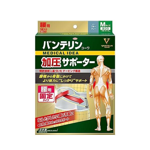 他サイト： バンテリン加圧サポーター 腰用固定タイプ ふつう/Mサイズ(へそ周り 65~85cm) ブルーグレーの商品画像