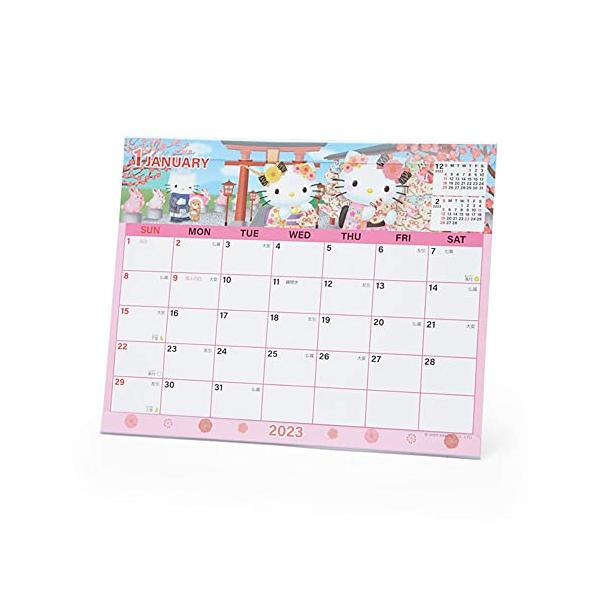 カレンダー 2023年 卓上 シート ハローキティ キティちゃん hello kitty 3カ月 月齢入り キャラクター 203254 SANRIO