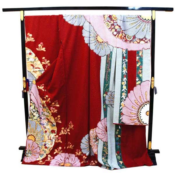 振袖 レディース 女 正絹 京友禅 着物 仮絵羽 新品 訳あり : 男着物の 