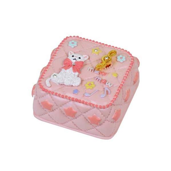 白猫モチーフが可愛らしいオルゴールです。ラインストーン付きです。曲名： 星に願いを / ピノキオのテーマサイズ：W8cm×D8cm×H5cm素材：ポリレジン・亜鉛合金・ラインストーン