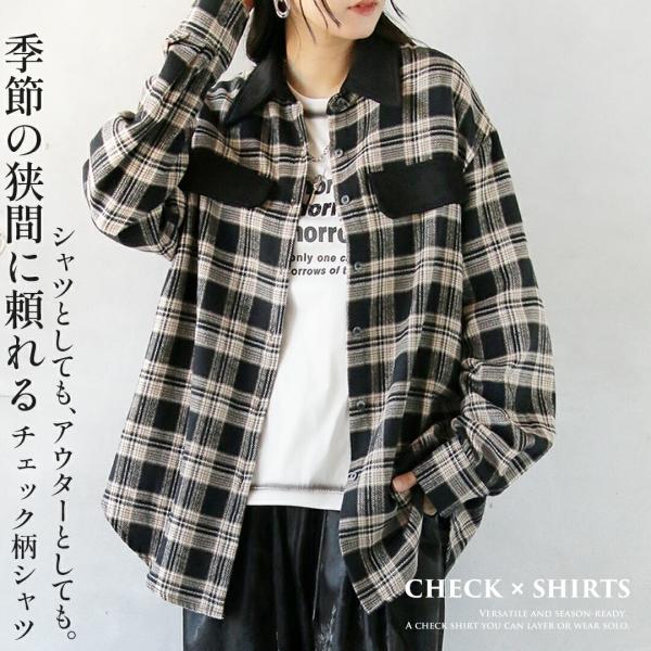 Text チェック柄 長袖シャツ ベージュ/ブラック Text チェック柄 長袖シャツ ベージュ/ブラック Text チェック柄 長袖