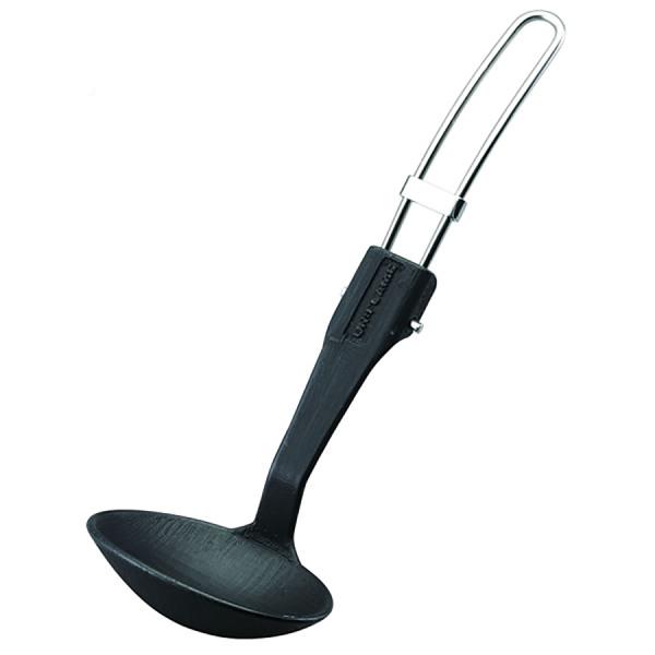 ソロ使用に適したサイズのプチお玉。折りたたみ式でクッカーにも収納可能。何かと出番の多いお玉、汁物の調理に大活躍です。[ソロクッカーにおすすめ 小型 折り畳み]●当店は土日祝の出荷はお休みです。