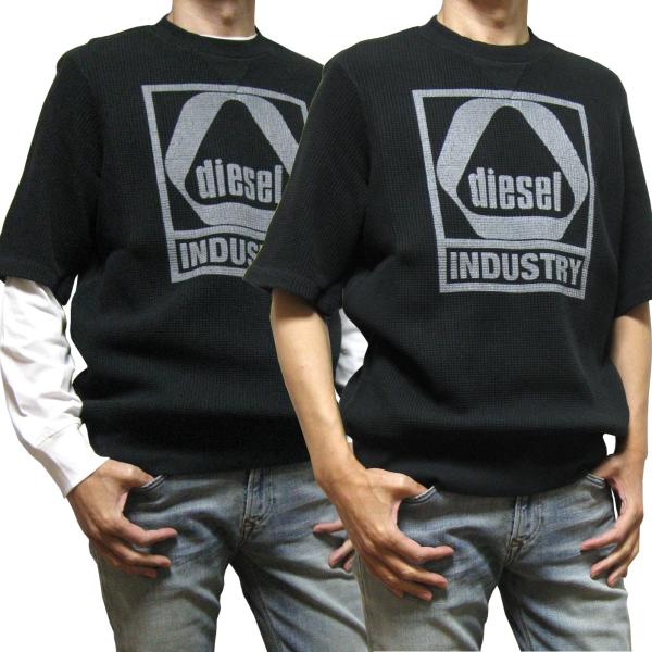 極美品 DIESEL ディーゼル 現行タグ ワッフル サマーニット シャツ XL DIESEL ワッフル生地 サーマル ニット 5分袖 Tシャツ S