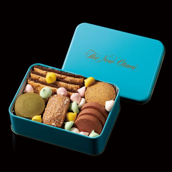 ホテルニューオータニ プレミアム クッキー缶「PETITS」 パイ アールグレイ パルメザンチーズ ラズベリー 抹茶 御歳暮ギフト