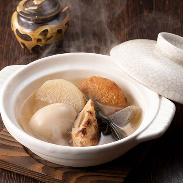 具材6種入り（大根・卵・ちくわ・さつま揚げ・こんにゃく・昆布）で大満足！具材６種はすべて国産で、鰹・昆布のこだわりのダシでじっくり仕上げました。化学調味料・保存料・リン酸塩不使用です。