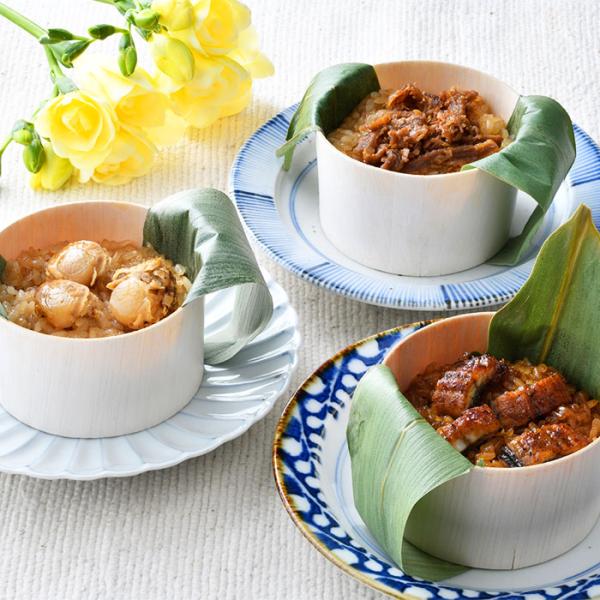 大五うなぎ工房 3種のおこわ食べ比べセット（うなぎ・帆立・牛しぐれ） おこわ 黒毛和牛 レンジ調理 国産 お取り寄せ プレゼント 御祝 内祝