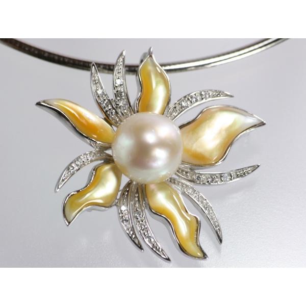 pearl【音羽パール】 ペンダントヘッド マグネット 14.1mm 白蝶真珠 黄