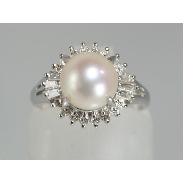 日曜迄特価あこや真珠指輪pt900★24h以内匿名配送 あこや真珠リング＜9.1mm＞PT900・ダイヤモンド0.07ct R-13842 | 真珠