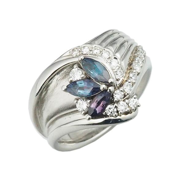 天然非加熱 アレキサンドライト ダイヤモンド 計0.52ct PT1000 音羽屋□ アレキサンドライト/0.52ct ダイヤ/0.30ct Pt900 デザイン