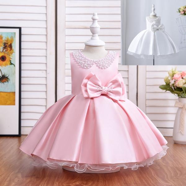 訳あり・在庫限り：汚れ（よく見ると分かる程度）形態：ドレス色:ピンク　ホワイト着心地：細身（普段購入するサイズより１サイズ大きめをお勧めいたします）特徴：胸元にはパールで作られた襟がついているのでとても華やかでかわいらしさを引き立てます。ス...