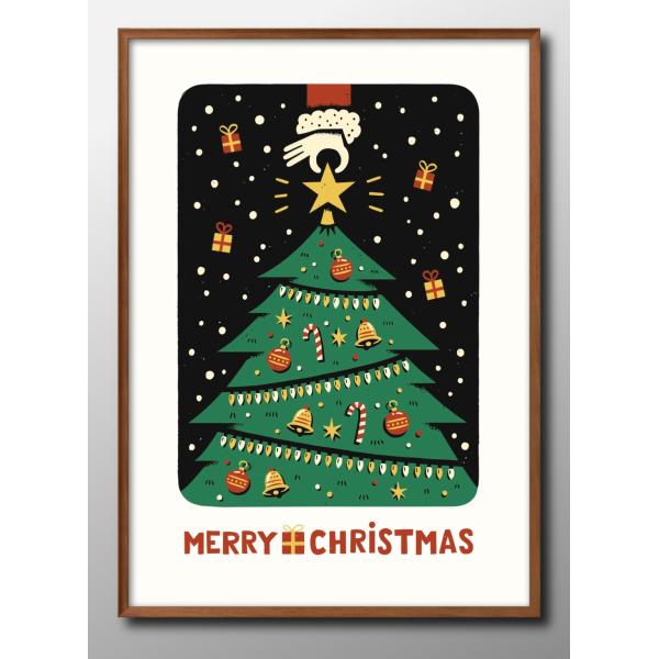 ポスター クリスマス ツリー Xmas 北欧 絵画 インテリア A3サイズ