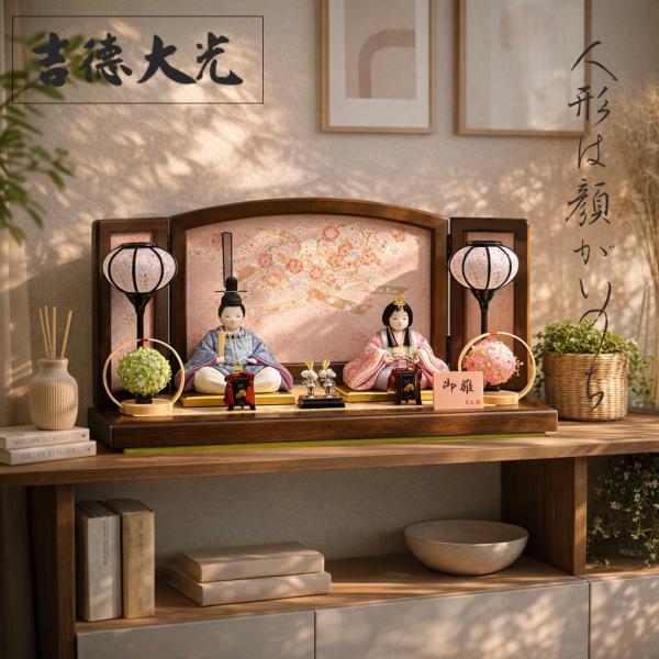 吉徳大光 雛人形 木目込み コンパクト 親王飾り おしゃれ 可愛い 木製