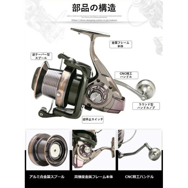 �����^�ނ胊�[�� 9000-12000 �X�s�j���O���[�� �A���~������ �ő�h���O�́F30kg �ϋv�� �C�� �W�� ���E�����n���h��  �D�ނ� �̂܂��ނ� �A�E�g�h�A�p�i ���i�摜2