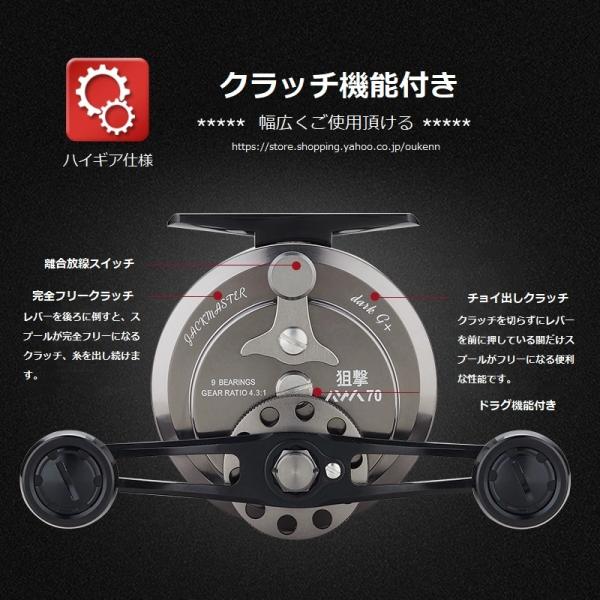 YICHAO タイコリール 狙撃 カセ釣り イカダリール 離合放線ス