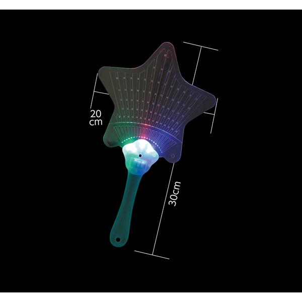 星型の光るうちわ！光り方が変わる！サイズ200×300×4ｍｍ重量44g