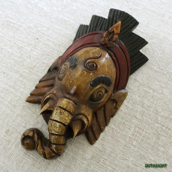 おめん　木彫り お面（おかめ）木彫り ① - メルカリ