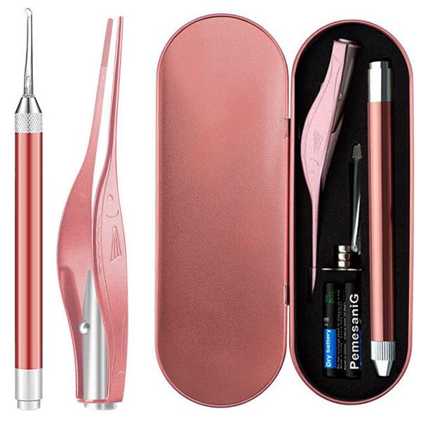 【商品カラーはピンクゴールドです】LEDの明るい光で、耳掃除ができる「ピンセット＆耳かきセット」。暗い耳穴を照らしながら奥まではっきりと見えるので、耳垢を目視しながら安全に耳掃除が可能です。お子様にも、お年寄りの介護にもお使いになれます。本...