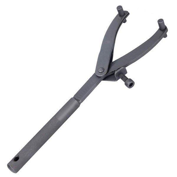 オートバイなどのフライホイールフロントスプロケット等を脱着する際の空回り防止ツールです ママのドラムブレーキ脱着にも使用可能です ■仕様 ・適用範囲　：30-120mm（ピンとピンの間の距離）　 ・ピンサイズ：6.5-7mm（テーパー仕様）...