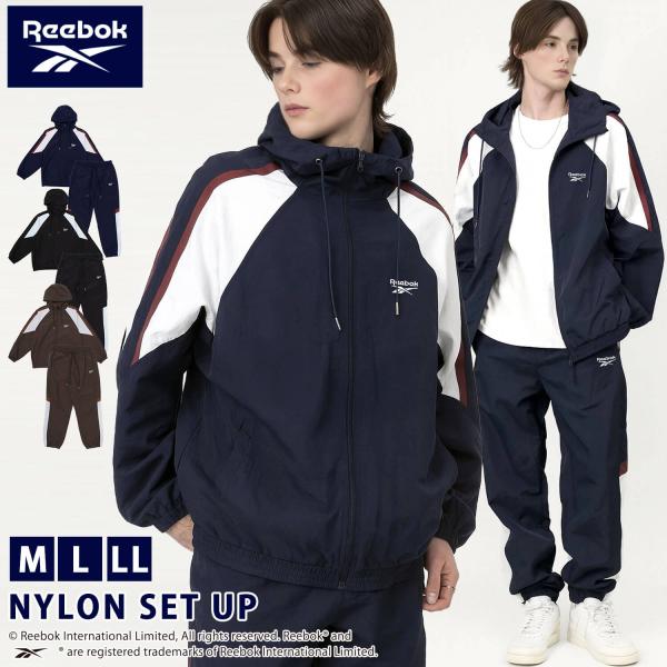 Reebok リーボック メンズ ウインドブレーカー 上下セット セットアップ ナイロン 裏メッシュ スポーツ トレーニング ランニング テニスウェア 運動着