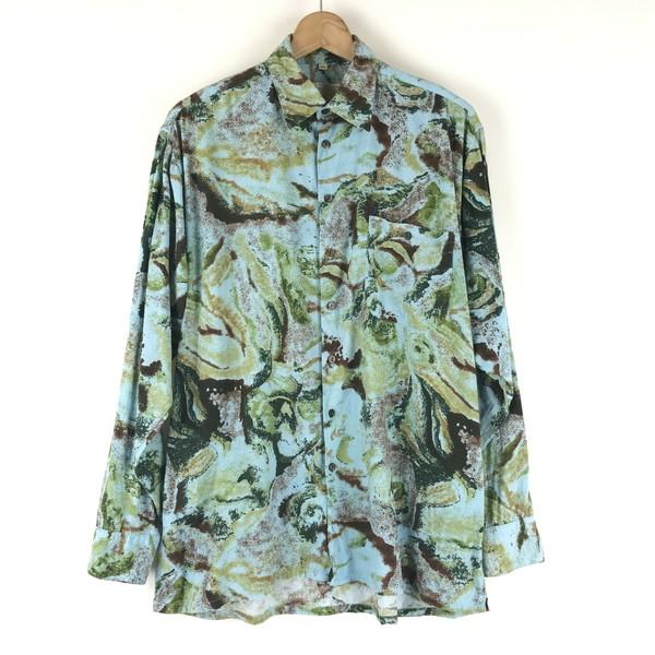 古着 柄シャツ 総柄 80年代 長袖 ブルー系 メンズs 中古 N N 古着lab2号店 通販 Yahoo ショッピング