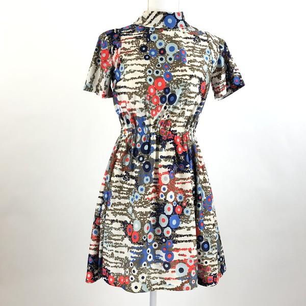 総柄ワンピース ポリドレス 70年代 ヴィンテージ 半袖 ホワイト系 レディースxs N0099 N0099 古着lab2号店 通販 Yahoo ショッピング