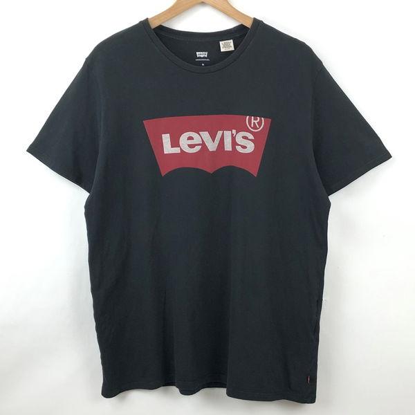 古着 Levi's リーバイス ロゴプリントTシャツ ベーシックロゴ ブラック系 メンズXL 中古 n025050