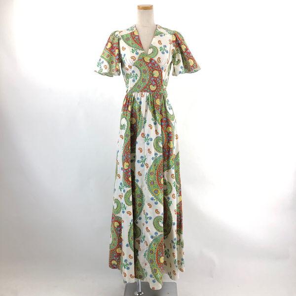 古着 フォークロアワンピース ロング丈 花柄 ペイズリー ヴィンテージ ホワイト系 レディースs 中古 N N 古着lab2号店 通販 Yahoo ショッピング