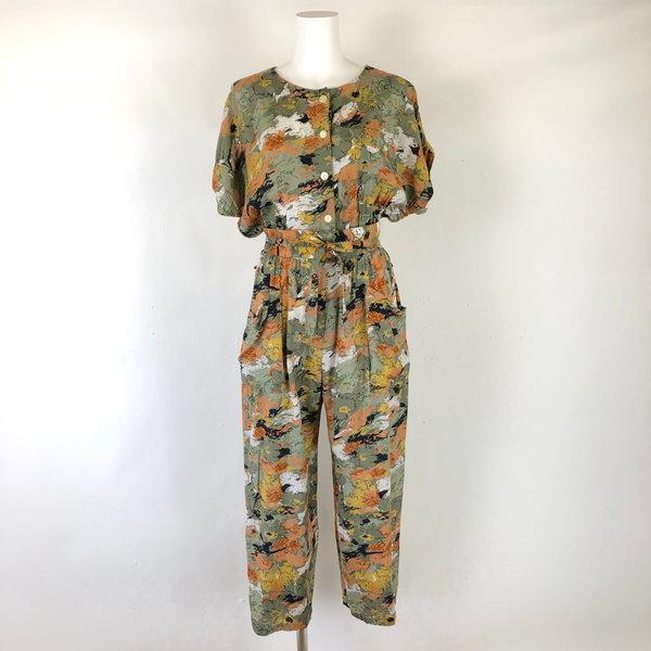 古着】 ジャンプスーツ オールインワン 総柄 ヴィンテージ 半袖