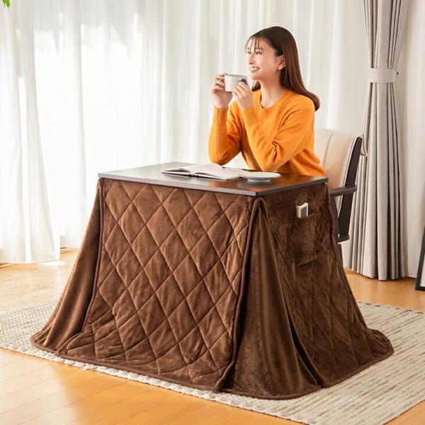 こたつテーブル 一人用 パーソナルこたつ＋こたつ布団＋肘付き回転椅子 3点セット こたつデスク 500W ハイタイプ デスクこたつ 高脚 デスク 勉強机 机