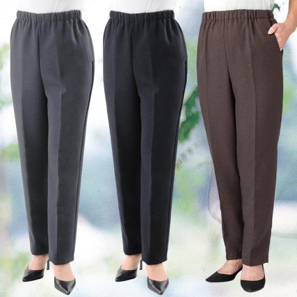 パンツ 3色組 レディース 女性 婦人 裏起毛 暖か ユニチカ サーモトロン あったかパンツ 日本製 ウエストゴム 洗える ズボン スラックス 送料無料 パンツ 3色組 レディース 女性 婦人 裏起毛 暖か ユニチカ サーモ