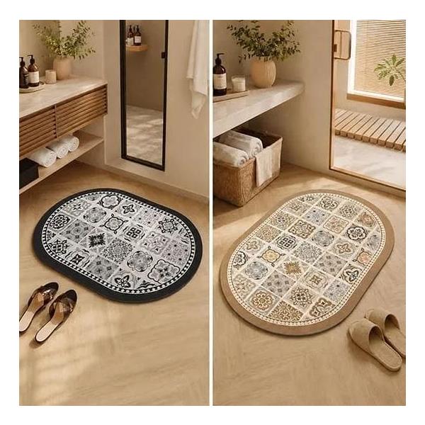 Y 珪藻土 バスマット 北欧風 40×58cm オーバル 足拭きマット 洗面所 脱衣所 玄関マット キッチン おしゃれ お風呂 8柄
