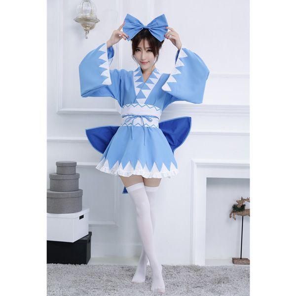 ワンピース アニメ コスプレ服 ハロウィン Y Project 仮装 ワンピース 着物 東 プロジェクト 東 プロジェクト 和服 リボン 青 水色 コスチューム コスプレ衣装 チ ノ風衣装 着物 Cosplay
