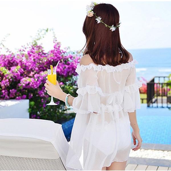 レディース水着 体型カバー シースルー ワンピース ビキニ 3点セット ホワイト 白 オレンジ 無地ビキニ 半袖 半袖ワンピース フリル ミニワンピ Buyee Buyee Japanese Proxy Service Buy From Japan Bot Online