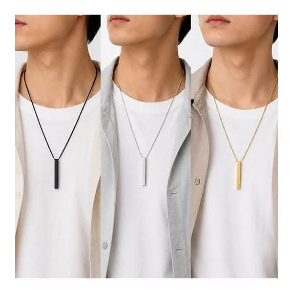 Y メンズ ネックレス スティック シンプル ステンレス ペンダント アクセサリー 韓国 ストリート カジュアル きれいめ 3色