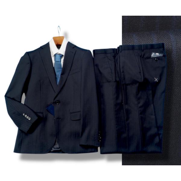 新品 大手百貨店扱い 秋冬総裏 艶感 ウール混ギャバジン ストライプ