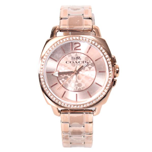 【新品未使用希少】COACH腕時計 ピンクゴールド シグネチャークォーツ レザー COACH（コーチ） 時計 ラインストーン シグネチャー ボーイフレンド