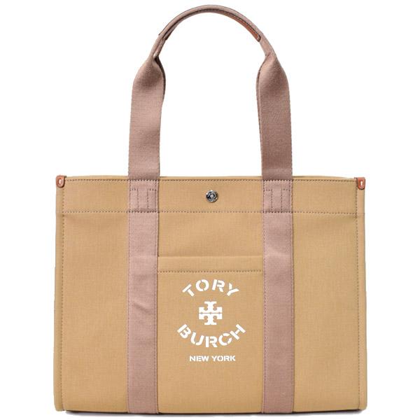 TORY BURCH キャンバス トートバッグ カーキ TORY BURCH（トリーバーチ） バッグ キャンバス レザー ロゴ トリー