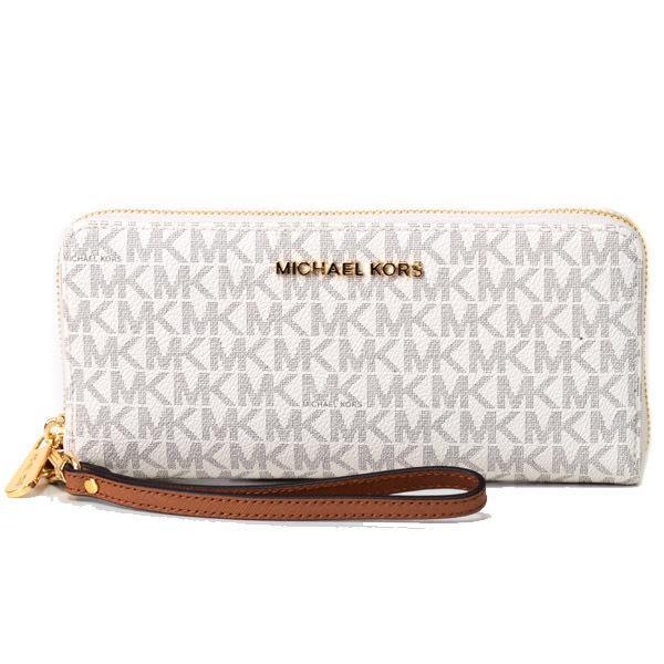 新品未使用品☆マイケルコース☆長財布 キャンバス×ゴールドプレート MICHAEL KORS（マイケルコース） 長財布 レディース バニラ 34H1GT9E8B