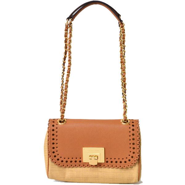 マイケルコース バッグ MICHAEL KORS コーティング レザー ストロー ショルダー バッグ ナチュラル×ライトブラウン 35S7GV1F2W MICHAEL KORS（マイケルコース） バッグ コーティング レザー ストロー
