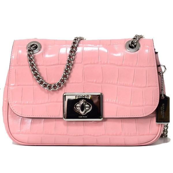COACH コーチ バッグ レザー クロコ 型押し ターンロック チェーン  