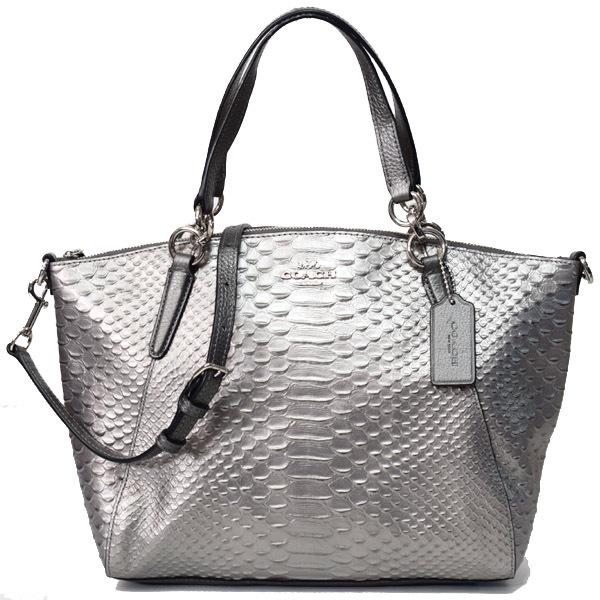 コーチ バッグ COACH スネークエンボスドレザー メタリックぺ 